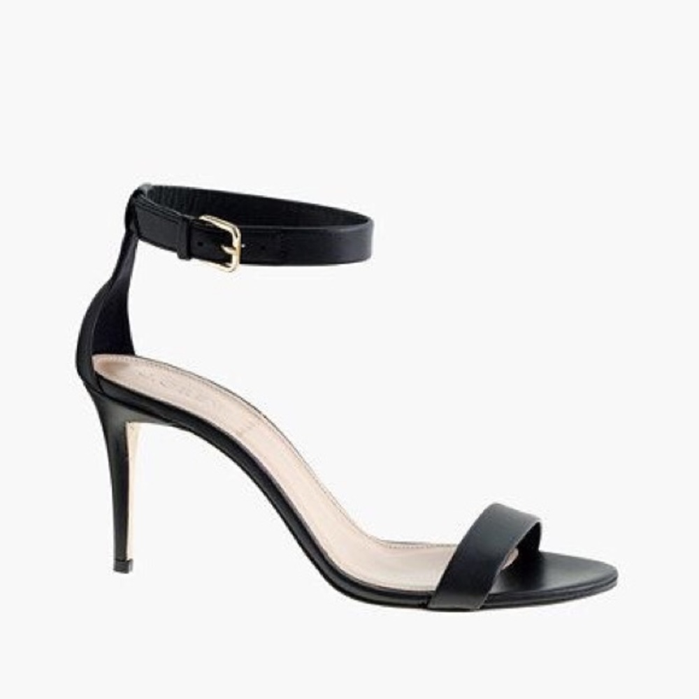 J.Crew Black Ankle-Strap High Heel Sandals